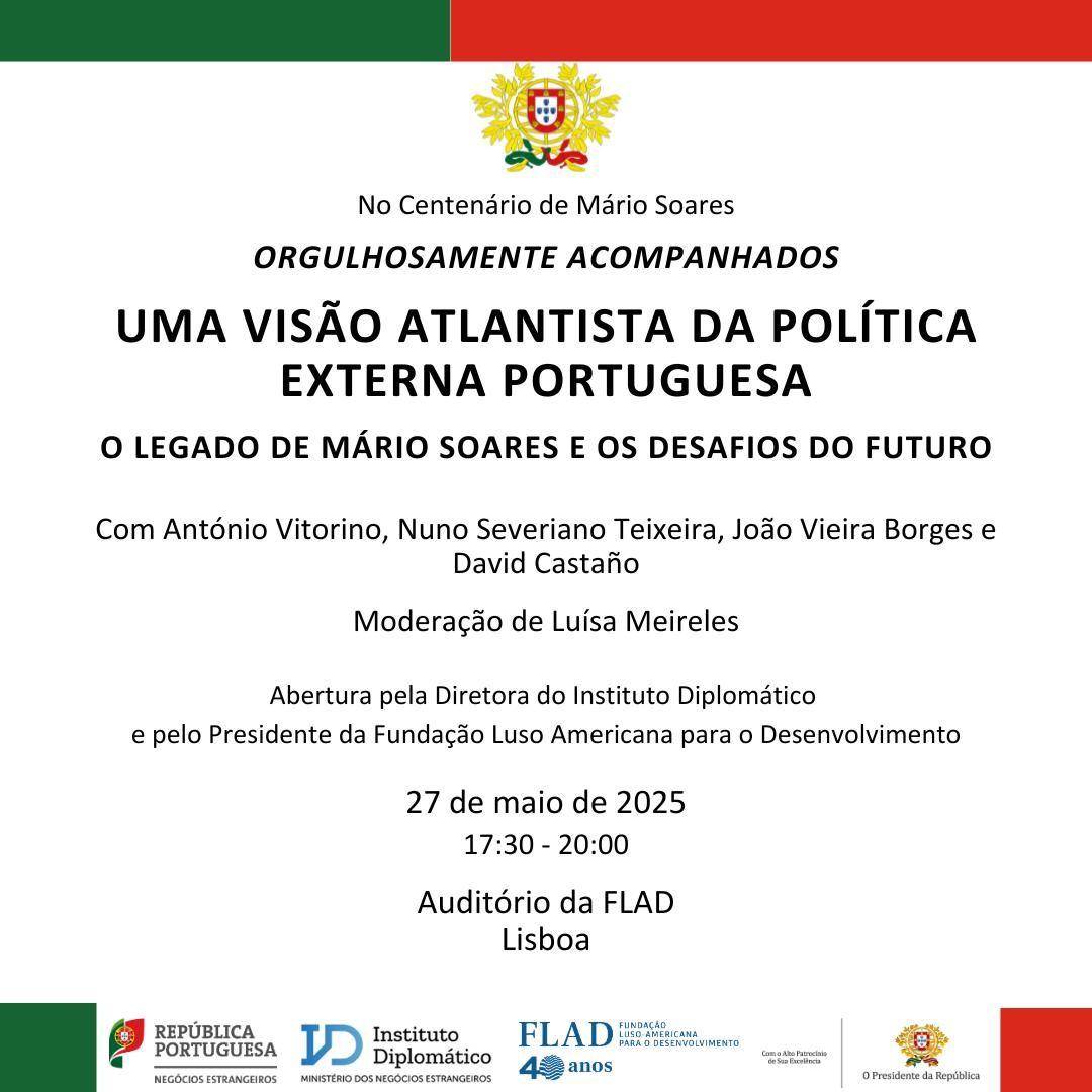 Imagem de destaque para o evento Conferência "Uma visão atlantista da política externa portuguesa: o legado de Mário Soares e os desafios do futuro"